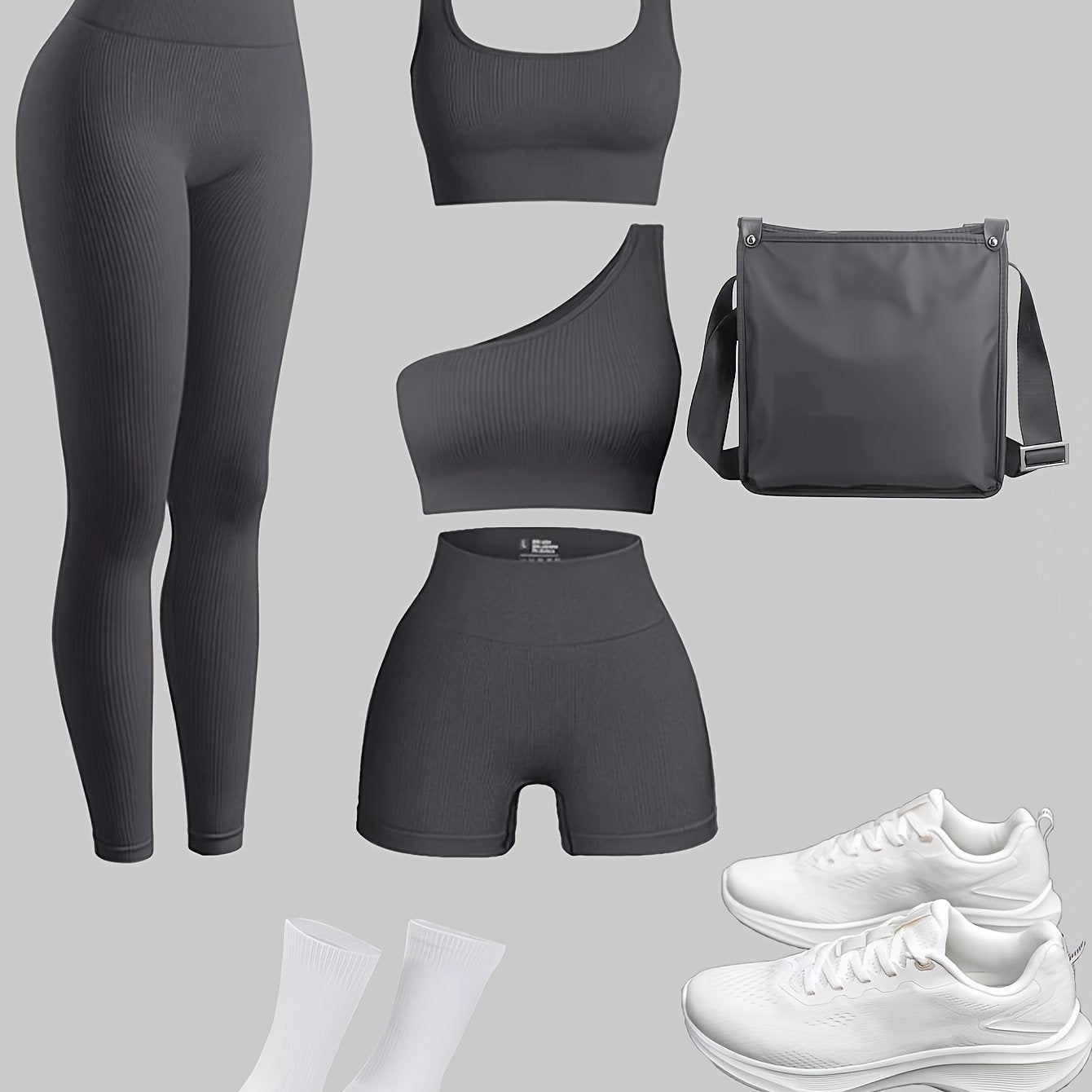 Women's 4-Piece Yoga Set, Sport Athletic Leggings, Sports Bra, Shorts, Fitness Gear For Gym And Outdoor Exercise (without Accesories) - Hiccupzz