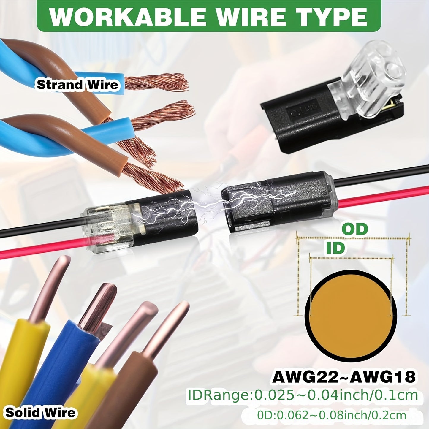 50 Pcs Quick Splice Solderless Connectors - 2-Pin Dual Way for LED Strips, Car, Low Voltage Applications