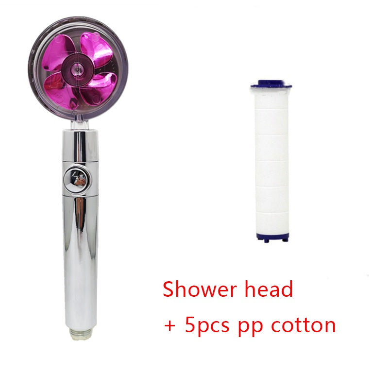 Shower Head Water flow 360 Degrees Rotating With Small Fan ABS Rain High Pressure Spray Nozzle Bathroom Accessories - Hiccupzz
