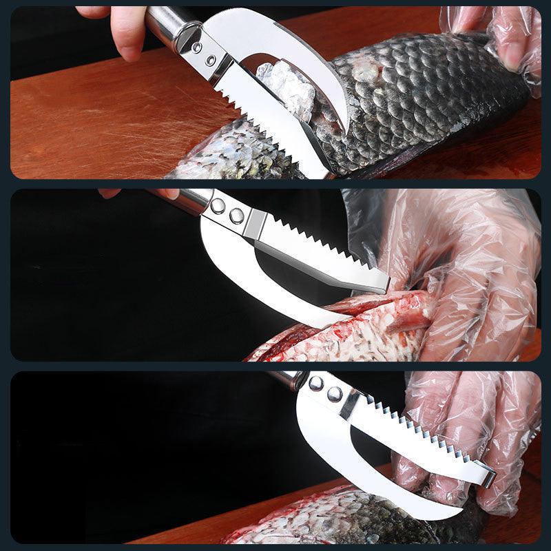 Kitchen 3 In 1 Stainless Steel Scale Planer Fish Scraper Fish Multi-Function Fish Scraper Scale Tool Fish Maw Knife - Hiccupzz