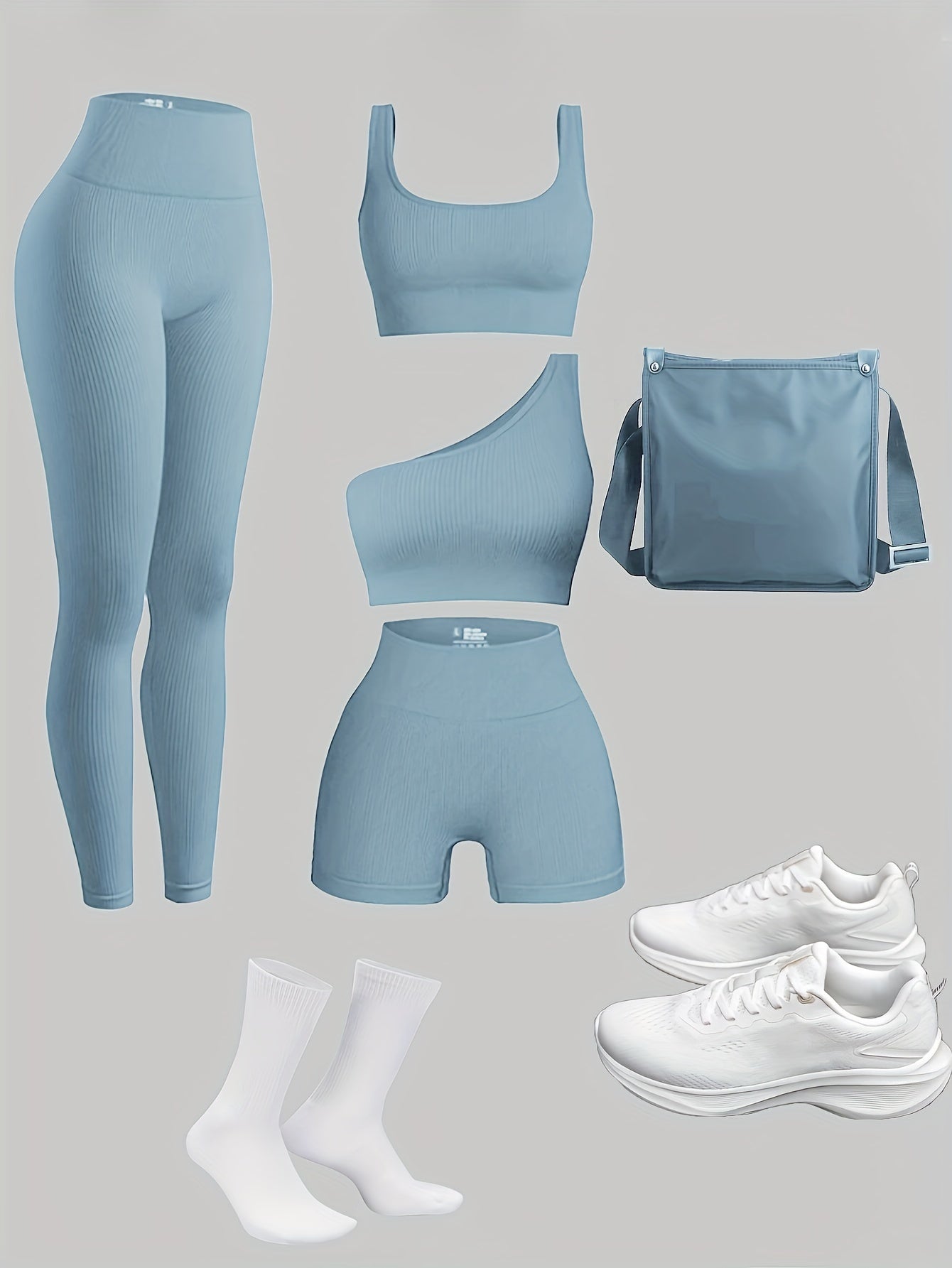Women's 4-Piece Yoga Set, Sport Athletic Leggings, Sports Bra, Shorts, Fitness Gear For Gym And Outdoor Exercise (without Accesories) - Hiccupzz