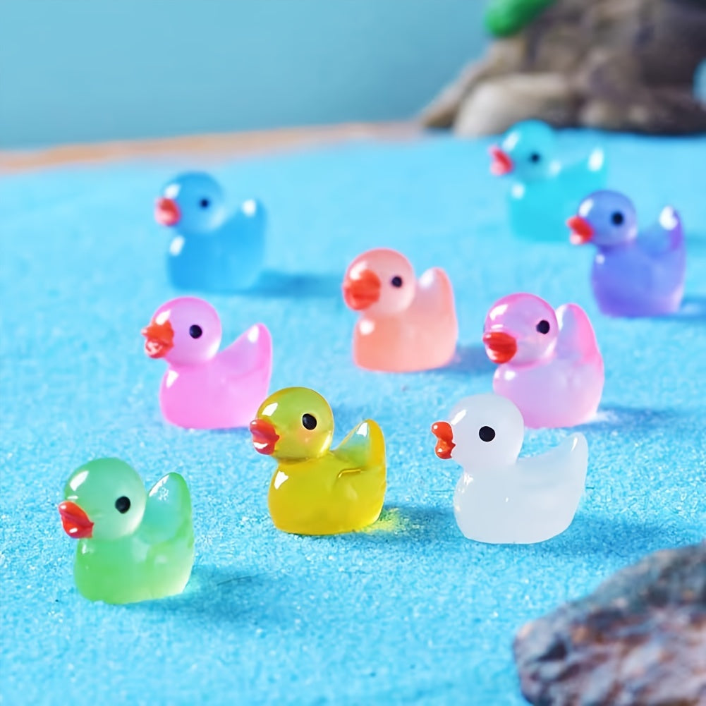 Glow-in-the-Dark Mini Yellow Ducks (5pcs): 3D Resin Garden Decor for DIY Home and Party Decorations - Hiccupzz