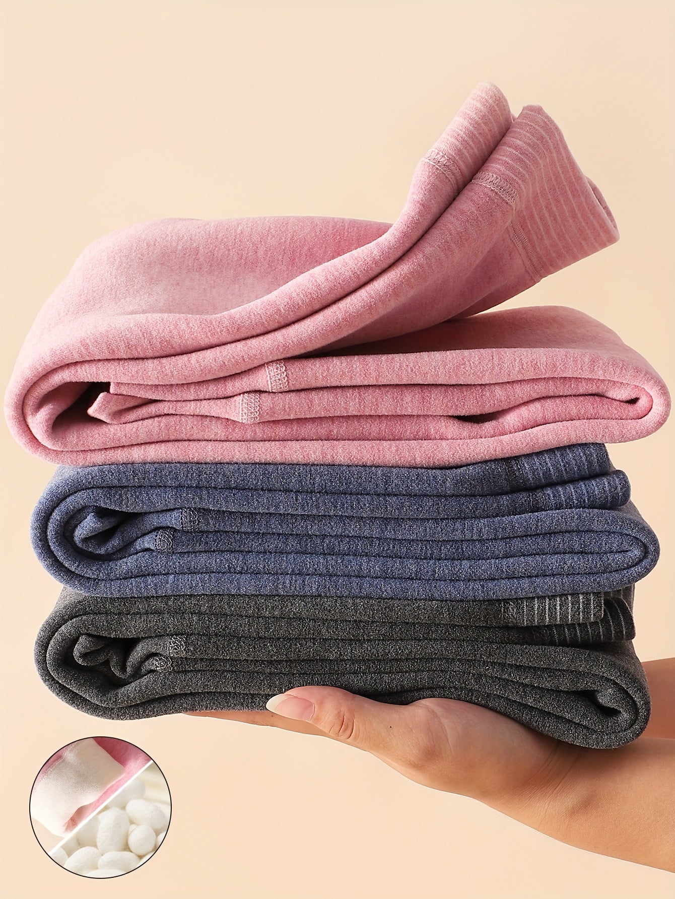 3-Pack Kids' Winter Thermal Pants - 100% Polyester Striped Knit Fabric, Warm Bottoms for Boys & Girls - Hiccupzz