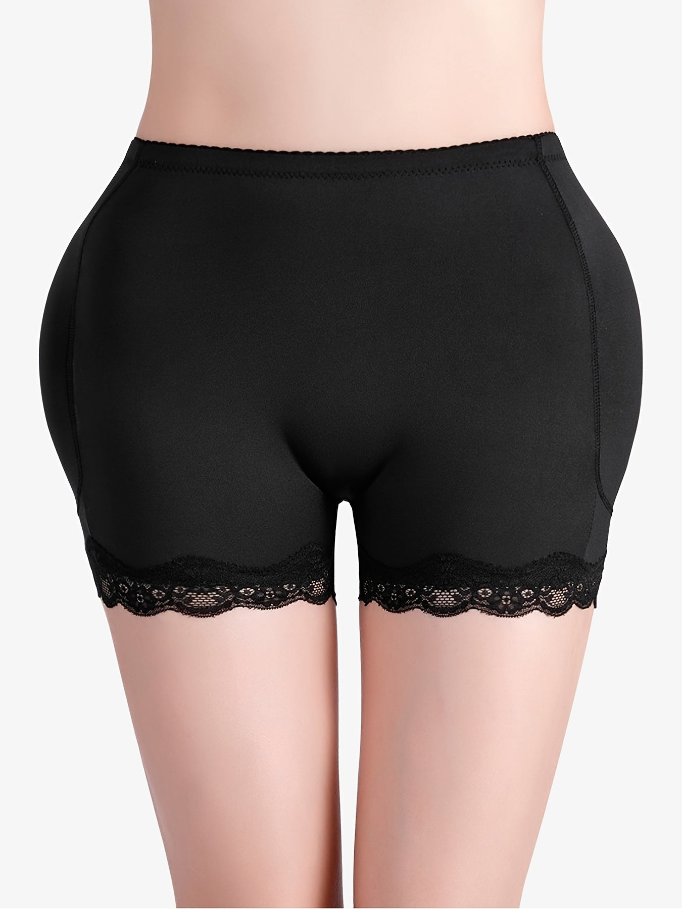 Comfortable Lace Trim Control Panties with Butt Lifting Pads - Women's Intimate Boyshorts for a Flattering Figure - Hiccupzz