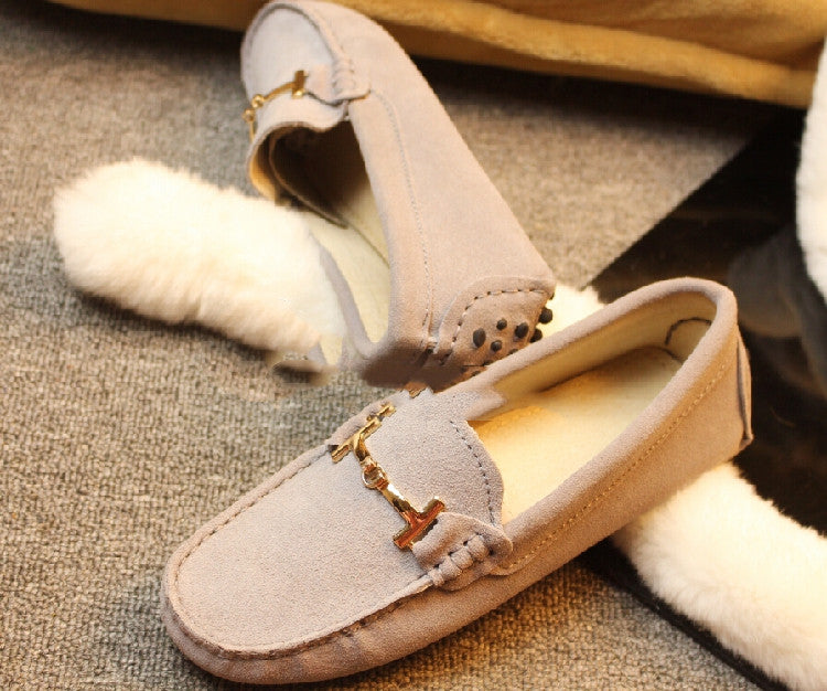 Spring And Autumn New Leather Frosted T Buckle Beanie Shoes - Hiccupzz