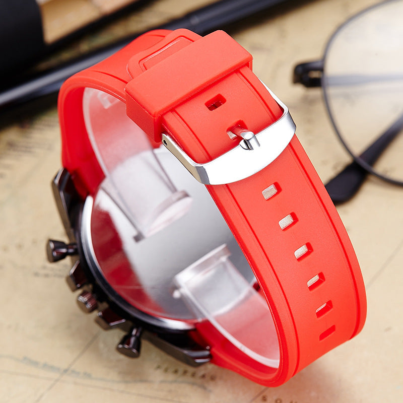Silica Gel Watch Men's Fashion Watch Waterproof PU Belt Quartz Wrist Watch - Hiccupzz