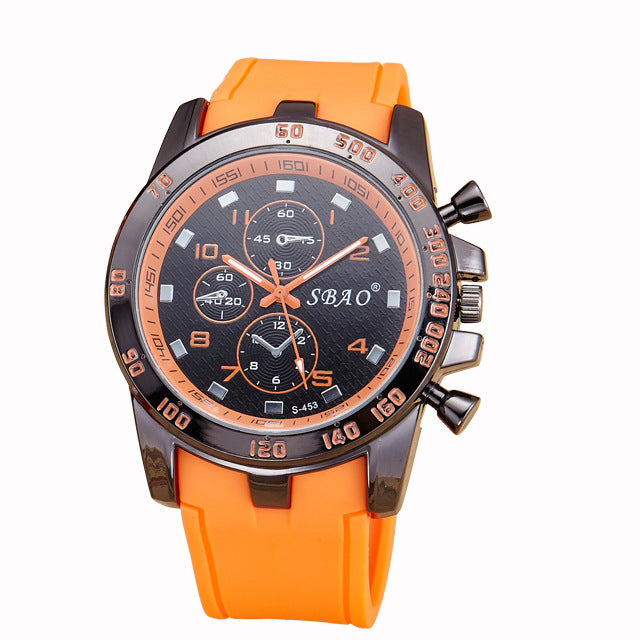 Silica Gel Watch Men's Fashion Watch Waterproof PU Belt Quartz Wrist Watch - Hiccupzz