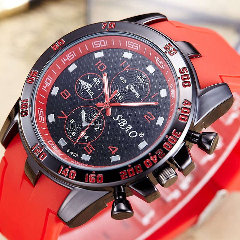 Silica Gel Watch Men's Fashion Watch Waterproof PU Belt Quartz Wrist Watch - Hiccupzz