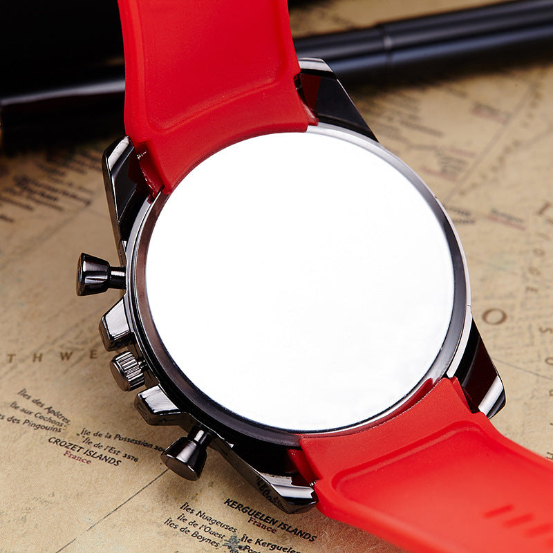 Silica Gel Watch Men's Fashion Watch Waterproof PU Belt Quartz Wrist Watch - Hiccupzz