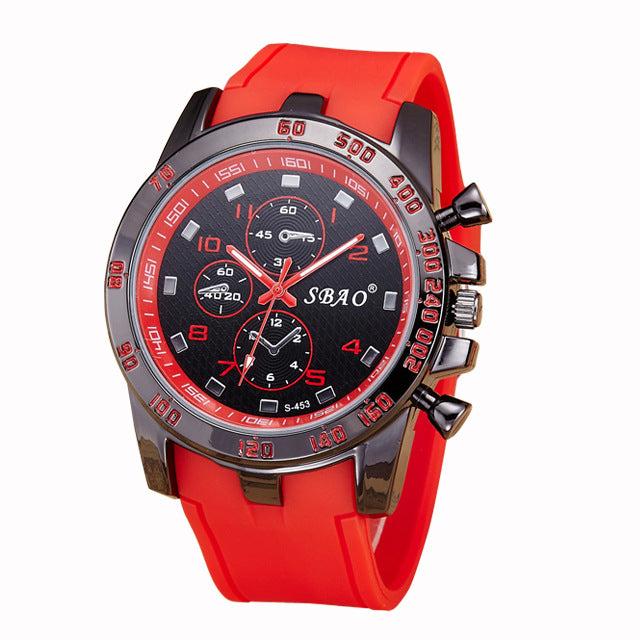 Silica Gel Watch Men's Fashion Watch Waterproof PU Belt Quartz Wrist Watch - Hiccupzz