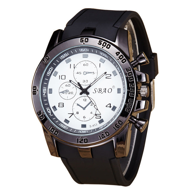 Silica Gel Watch Men's Fashion Watch Waterproof PU Belt Quartz Wrist Watch - Hiccupzz