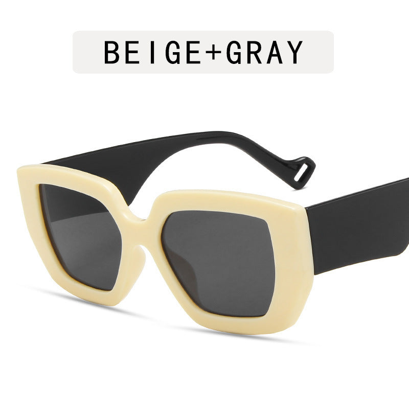 Modern Retro Ins Sunglasses Women's Polygonal Contrast Sunglasses Thick Edge Trendy Sunglasses - Hiccupzz