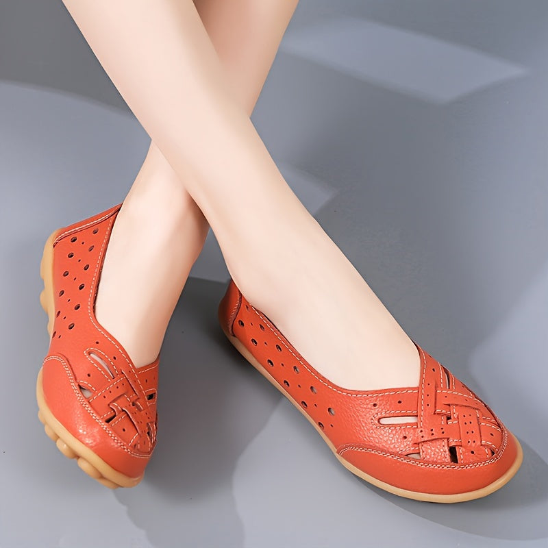 Women's Hollow Out Breathable Slip-On Flats, Casual All-Match Daily Shoes - Hiccupzz