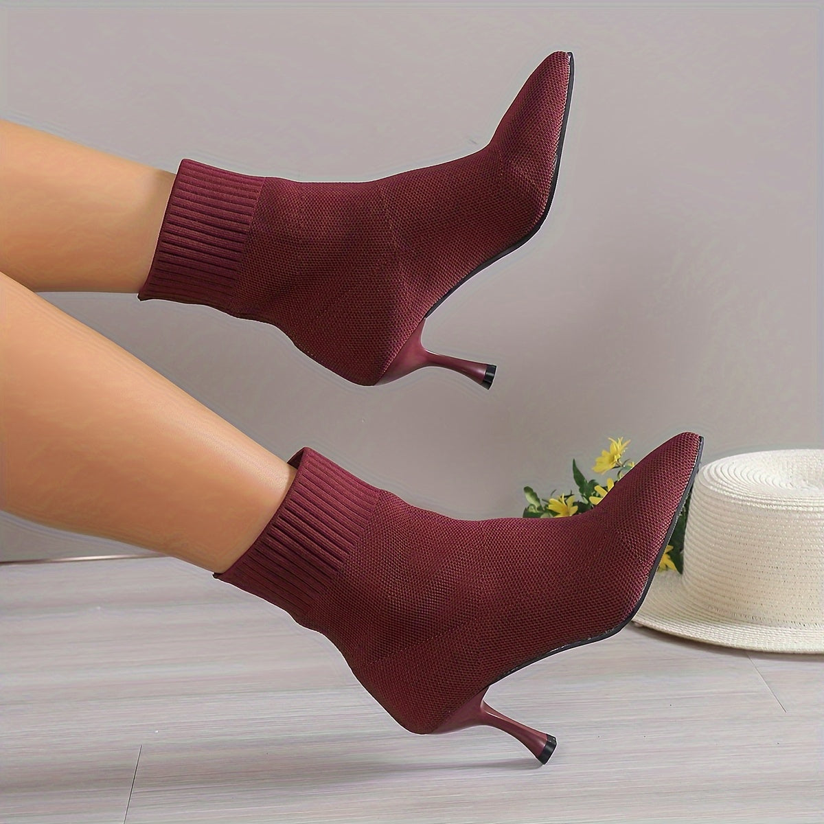 Women's Elegant Pointed Toe Ankle Boots - All-Season Slip-On Dress Boots with Stiletto Heel - Hiccupzz