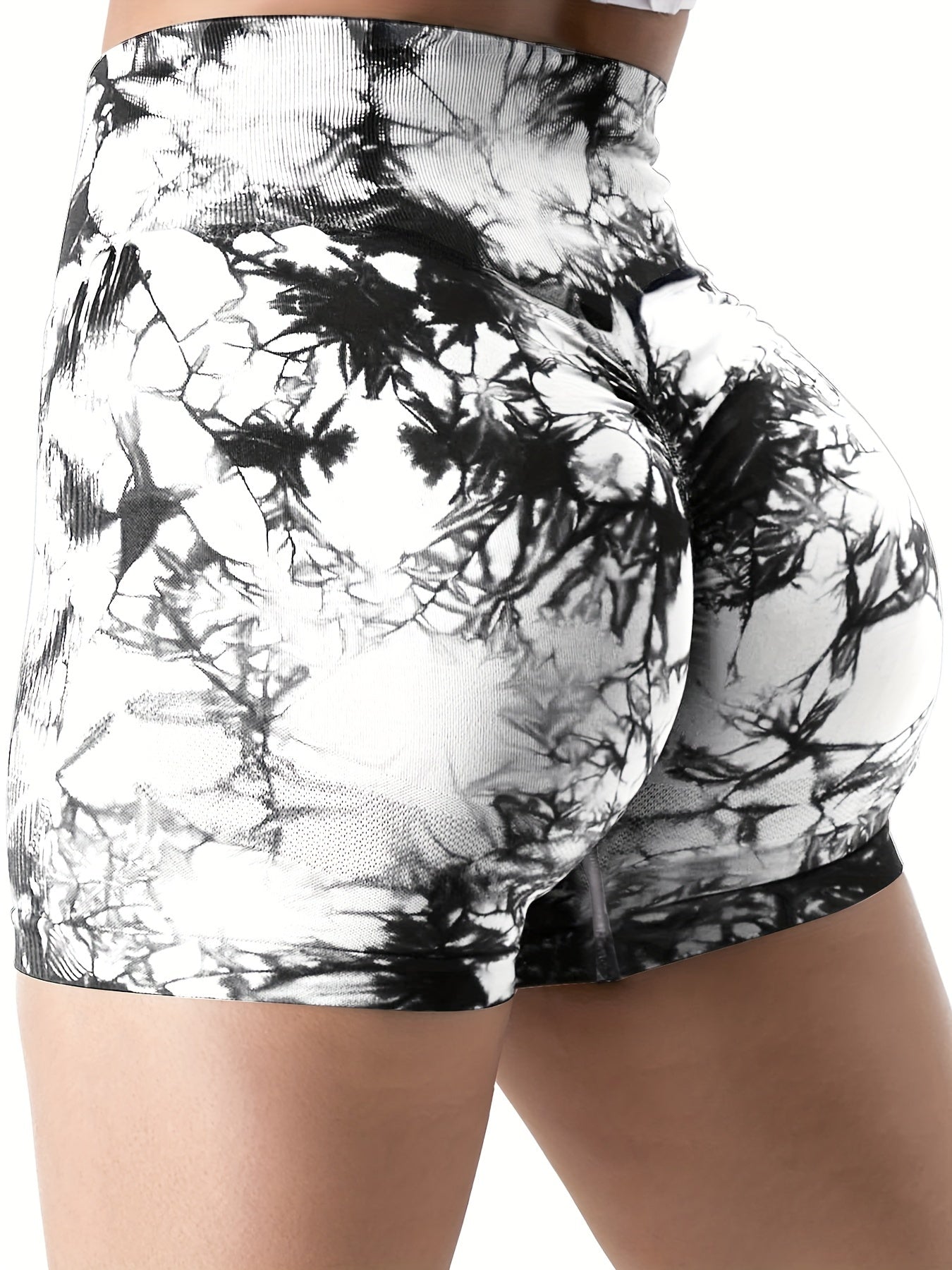 6 Piece Tie Dye Workout Shorts For Women, Scrunch Butt Lifting High Waisted Yoga Gym Seamless Booty Biker Shorts, Women's Activewear - Hiccupzz