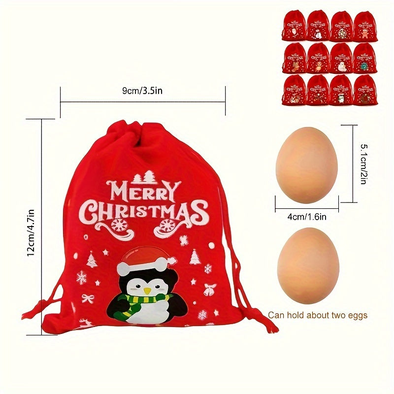 Festive Red Velvet Goody Bags – Ideal for Christmas Party Favors or Jewelry Pouches - Hiccupzz