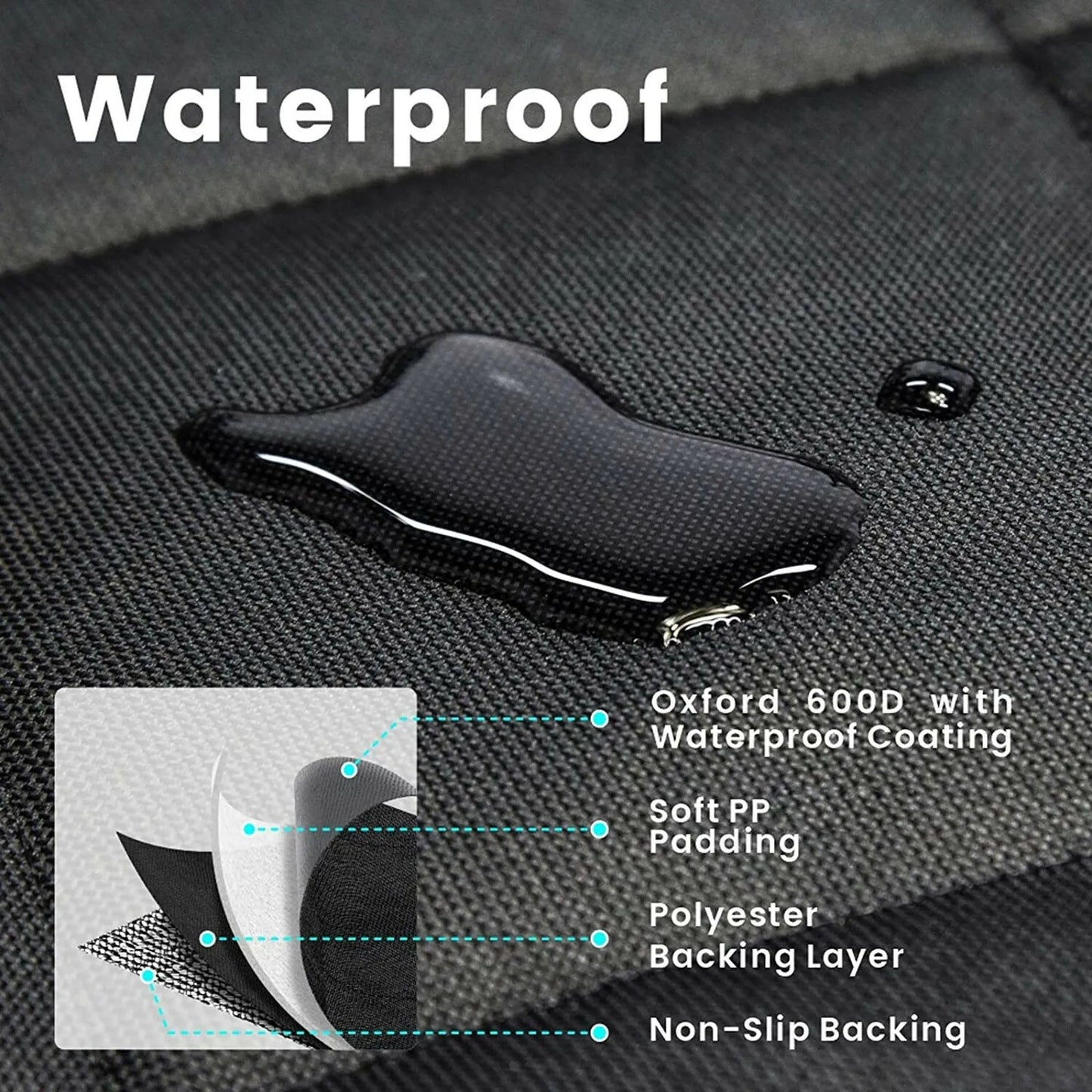 Seat Cover Rear Back Car Pet Dog Travel Waterproof Bench Protector Luxury -Black - Hiccupzz
