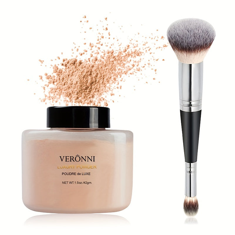 Shine-Free Matte Finishing Powder - Long-lasting & Lightweight Formula for Oil Control and Translucent Setting of Foundation Makeup with Brush Included - Hiccupzz