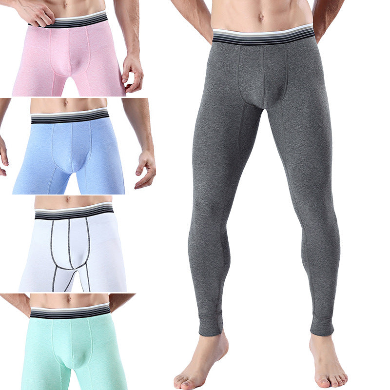 Men's Cropped Long Johns Warm-keeping Pants Cotton Belly-contracting Thin Bottoming Trousers - Hiccupzz