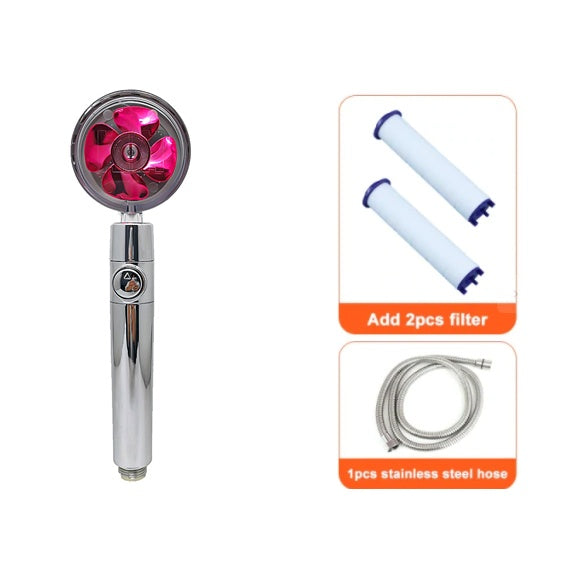 Shower Head Water flow 360 Degrees Rotating With Small Fan ABS Rain High Pressure Spray Nozzle Bathroom Accessories - Hiccupzz