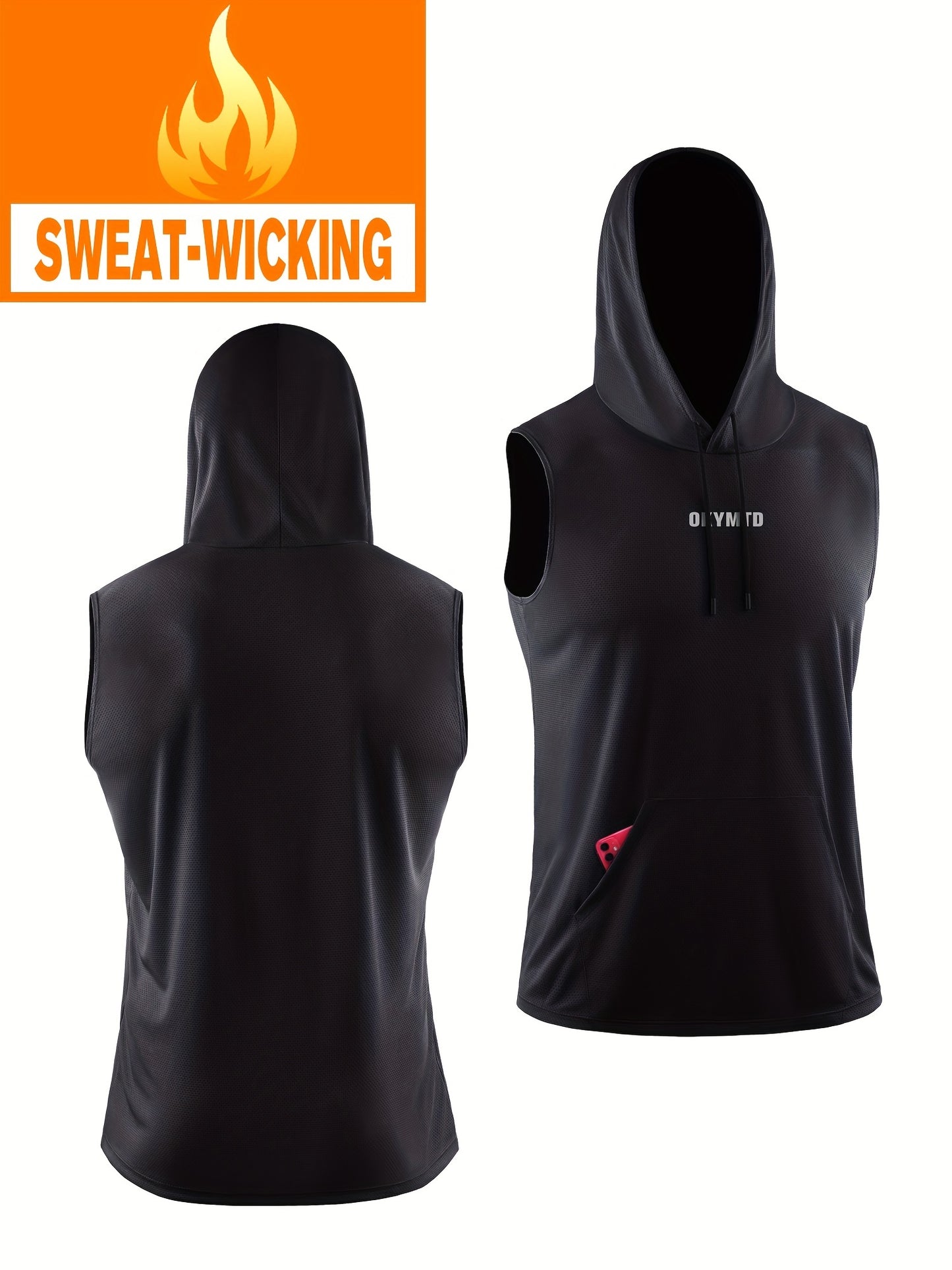 Men's Hooded Loose Vest, Breathable Slightly Stretch Sleeveless Comfy Tops For Men's Outdoor Activities - Hiccupzz