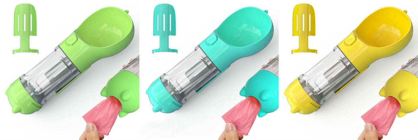 Pet Water Bottle Feeder Bowl Garbage Bag Storage Portable Pet Outdoor Travel 3 In 1 Dog Water Bottle - Hiccupzz