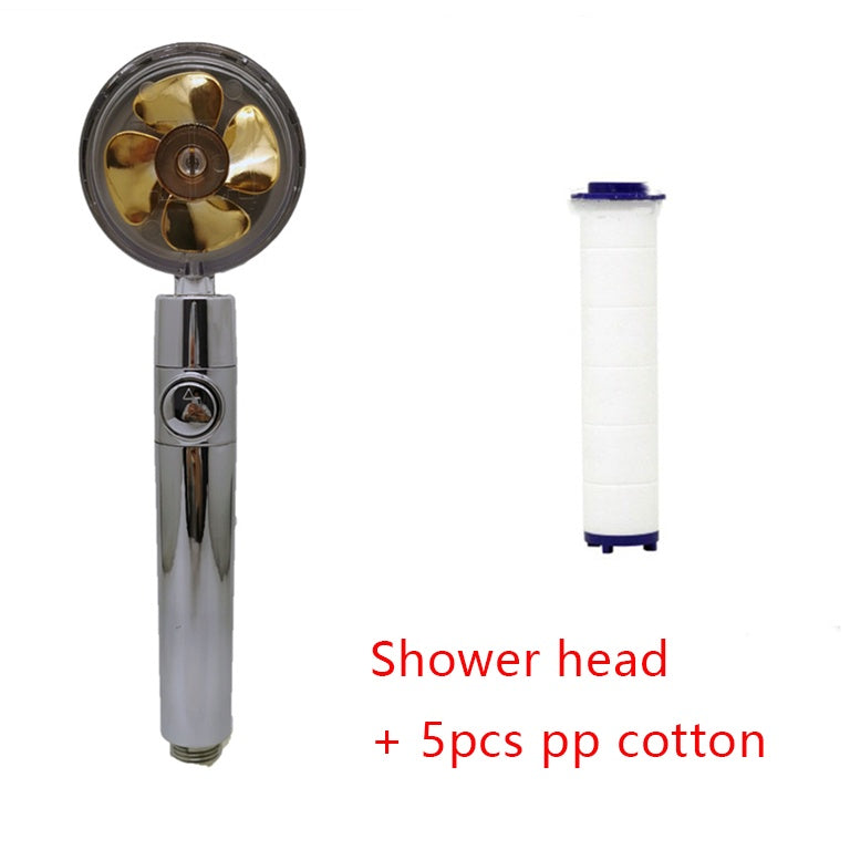 Shower Head Water flow 360 Degrees Rotating With Small Fan ABS Rain High Pressure Spray Nozzle Bathroom Accessories - Hiccupzz