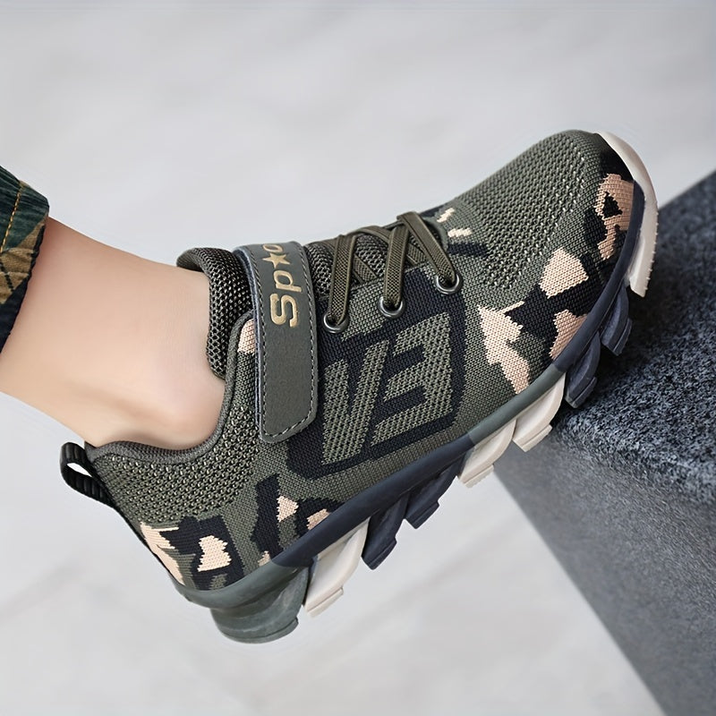 Boy's Trendy Camouflage Mesh Breathable Sneakers, Comfy Non-Slip Soft Sole Running Shoes - Hiccupzz