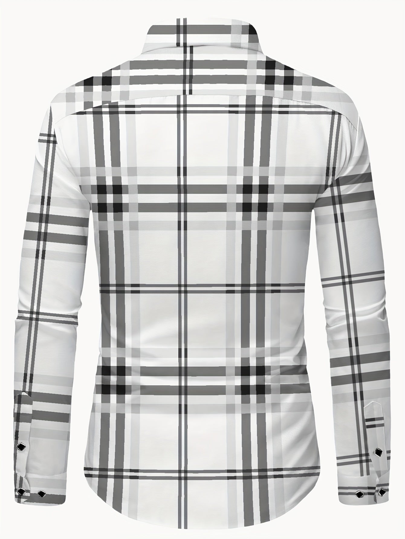 Slim Fit Plaid Button-Down Shirt with Hexagon Buttons and Silver Edging, Men's Preppy Casual Style - Hiccupzz