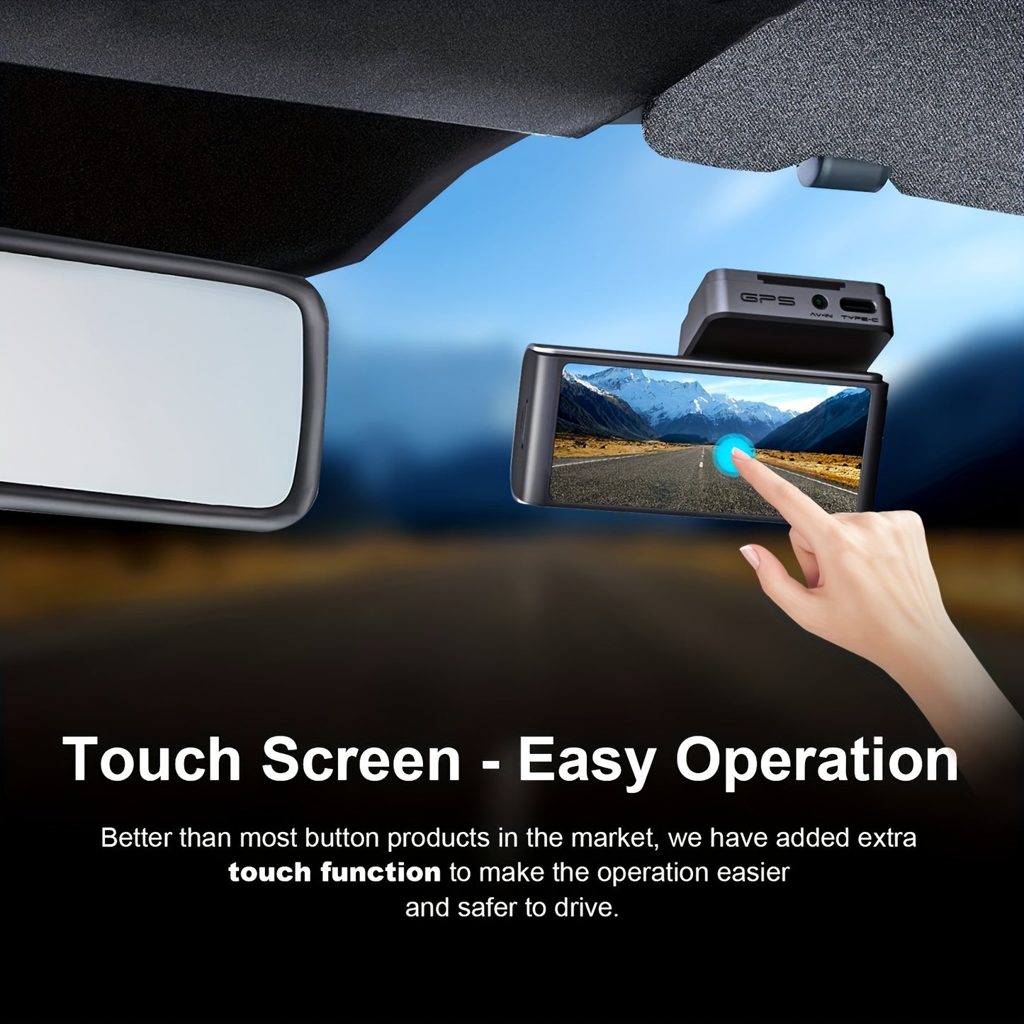 Smart 4K UHD Dual Dash Cam For Cars Touch Screen & APP Control, Front 4K+Rear 1080P, 170° Wide Angle, Super Night Vision, Built-in Wi-Fi GPS, WDR/HDR - Hiccupzz