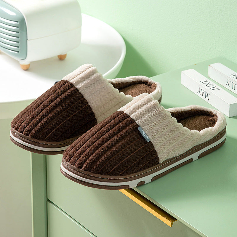 Unisex Winter Slippers Corduroy Shoes Couples Bedroom Slippers Women Men - Hiccupzz