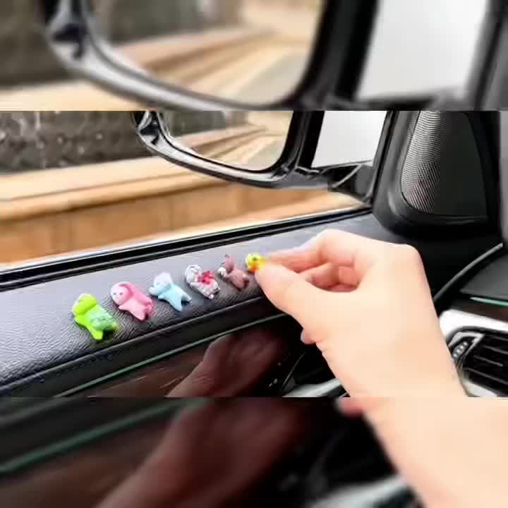 Set of 6 Mini Cartoon Car Console Decorations: Sleeping Rabbit, Sheep, Bear, Duck, Elephant, and Turtle Ornaments for Rearview Mirrors and Interior Accessories - Hiccupzz