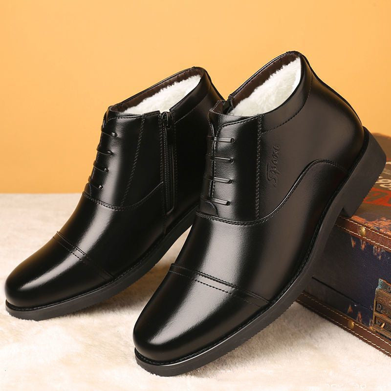 Winter Real Leather With Fleece Lining Men's Cotton Shoes - Hiccupzz