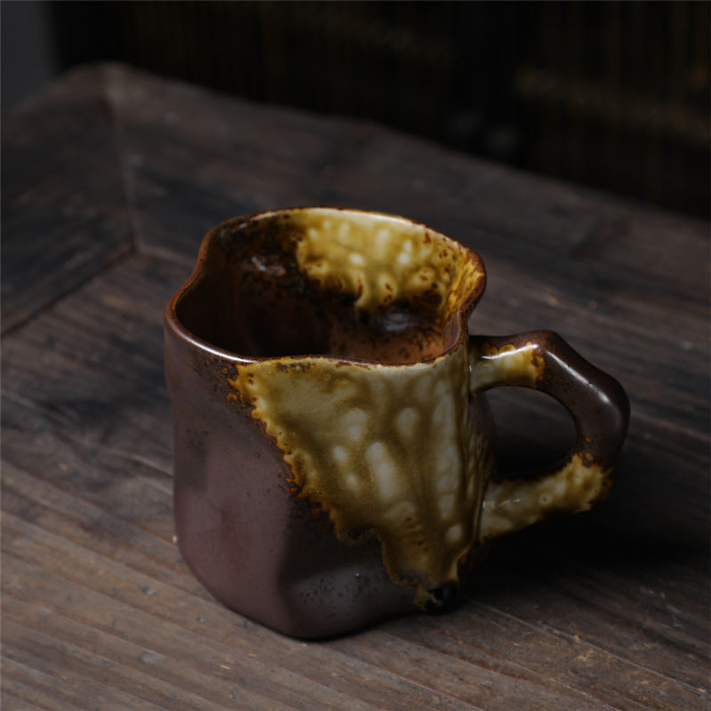 Vintage Japanese Ceramic Mug - Irregular High-Aesthetic Coarse Water Cup