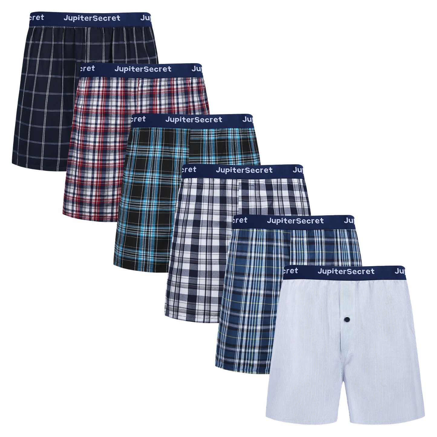 JupiterSecret Men's Woven Boxer Shorts - 6/10-Pack, Elastic Waistband, Random Colors - Hiccupzz