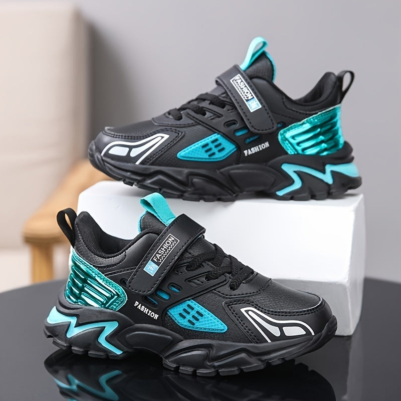 Stylish Boys' Thick-Soled Sneakers with Hook & Loop, Comfortable for Sports and Outdoor Activities. - Hiccupzz
