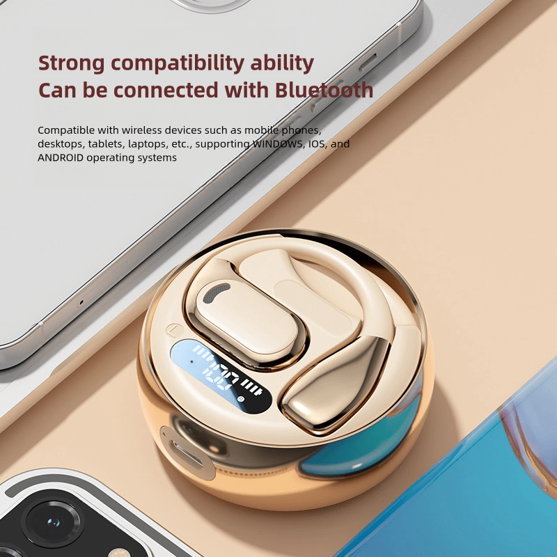 New Wireless Earphone New Open Air Conduction Earbuds Small Round Design Non In Ear Long Standby Headphone HIFI Sound Earhook - Hiccupzz