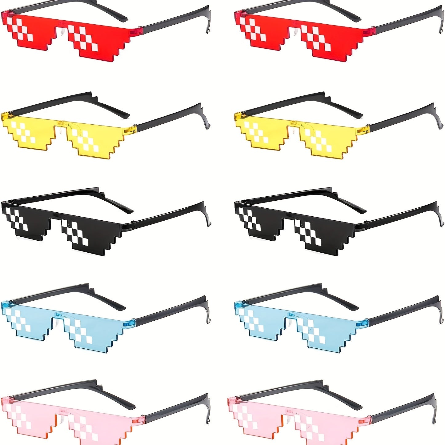 Thug Life Pixel Glasses - 10pcs Party Glasses for Adults & Teens, Fun Bachelor Party Decor - Hiccupzz