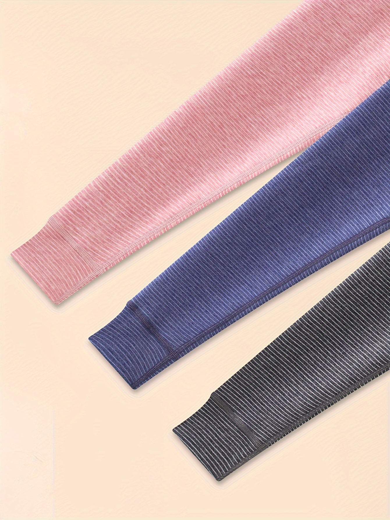 3-Pack Kids' Winter Thermal Pants - 100% Polyester Striped Knit Fabric, Warm Bottoms for Boys & Girls - Hiccupzz