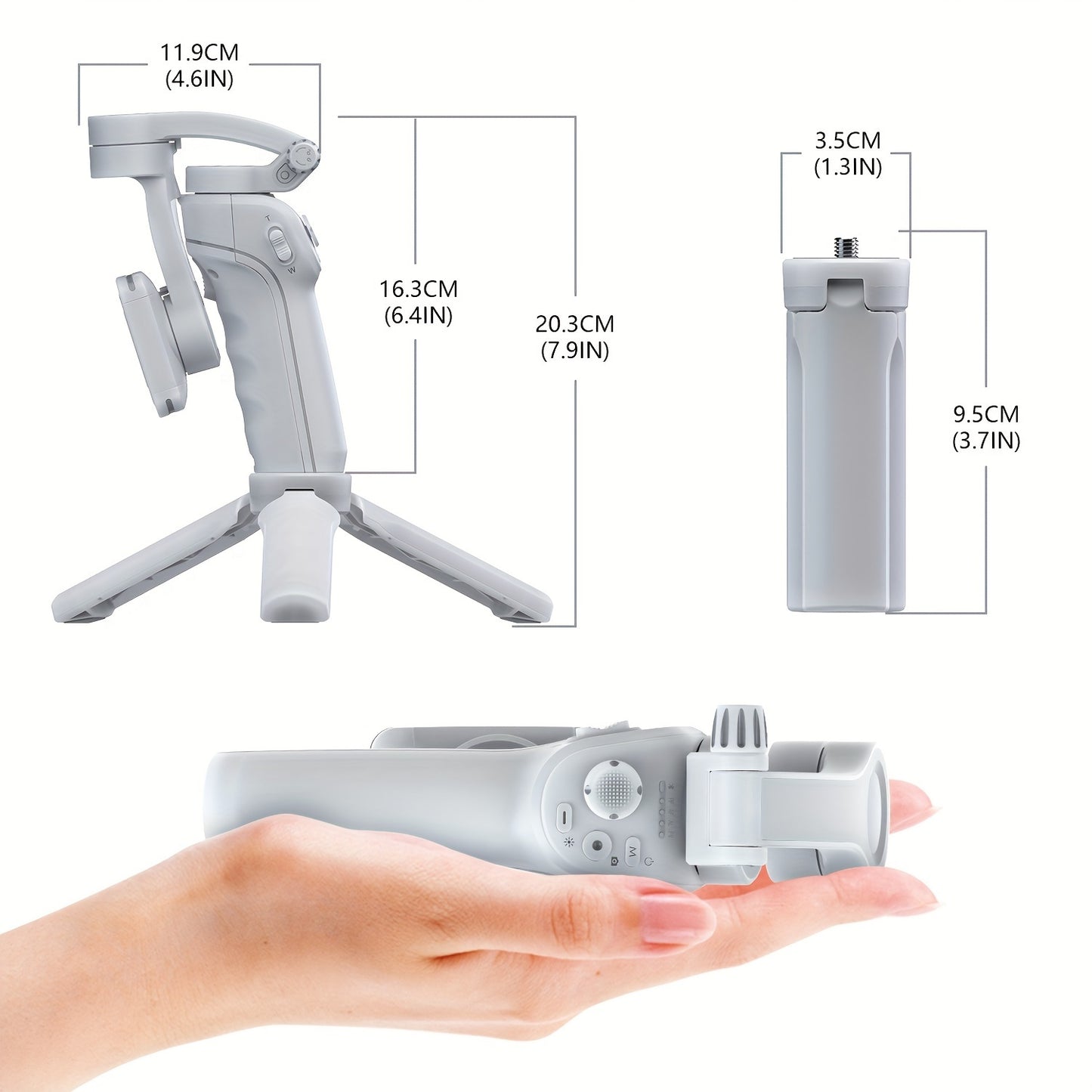 3-Axis Smartphone Gimbal with ActiveTrack, Auto Tracking, Portable & Foldable for Video Recording and Vlogging - Hiccupzz