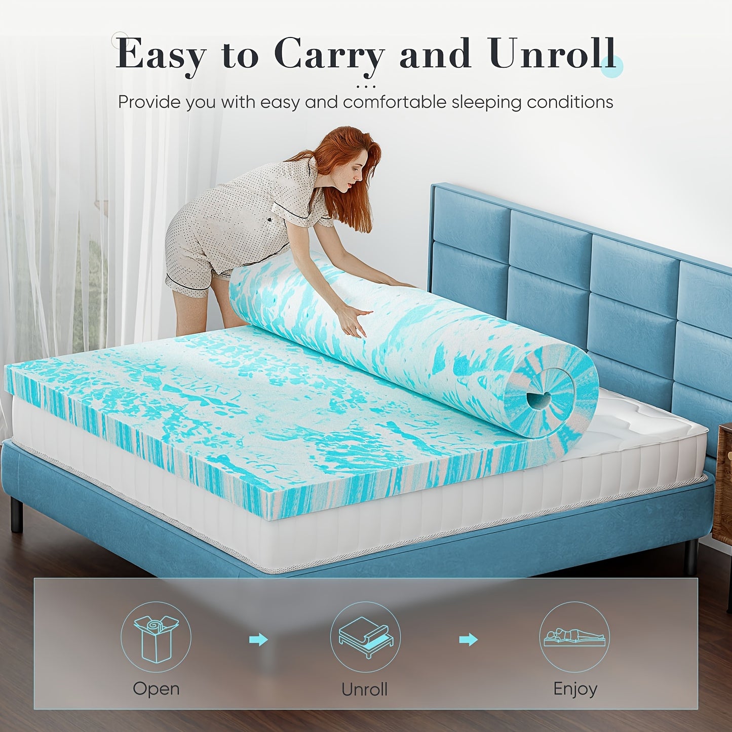 2 Inch Mattress Topper Comfort Bed Topper Cooling Mattress Pad Gel Premium Memory Foam Mattress, CertiPUR-US Certified