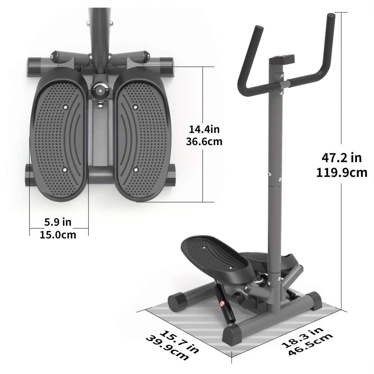 leikefitness Premium Portable Twist Stair Stepper Adjustable Resistance, Twisting Step Fitness Machine with Bands and LCD Monitor - Hiccupzz
