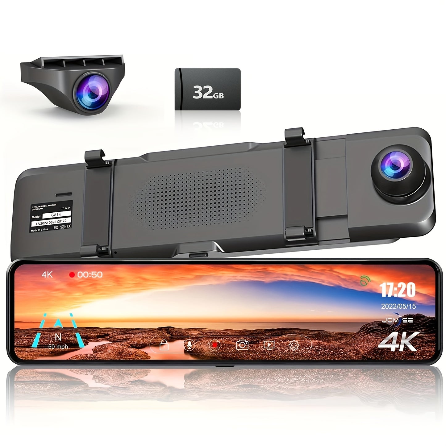 4K Mirror Dash Cam Front And Rear, Rearview Mirror Camera For Cars & Trucks With 11" IPS Touch Screen, Backup Camera With Type-C, Starvis Sensor - Hiccupzz