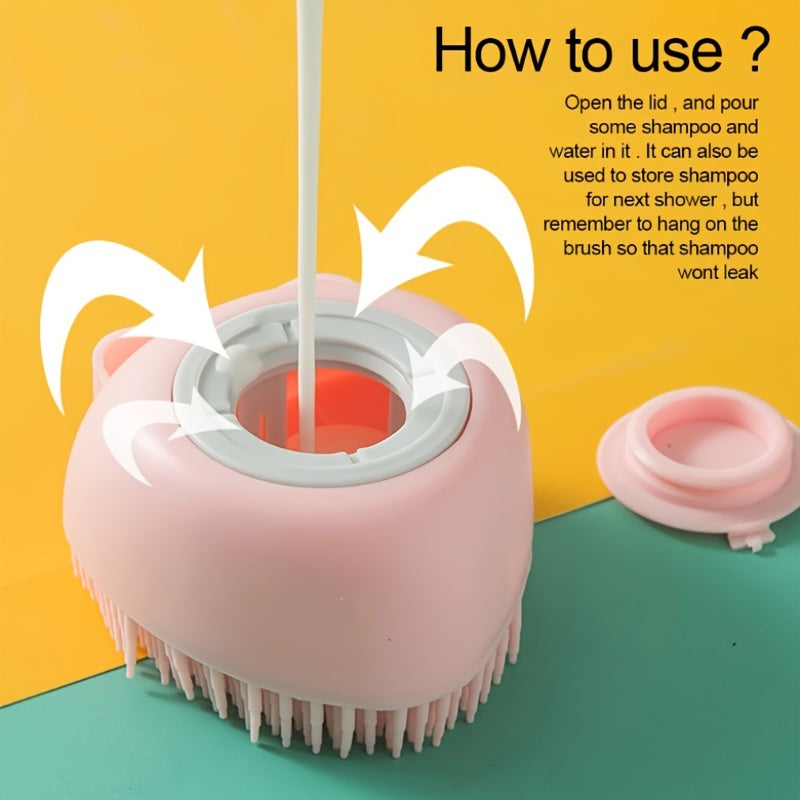 Gentle Silicone Pet Brush for Dogs and Cats – Massages and Cleans with Integrated Shower Gel Dispenser - Hiccupzz
