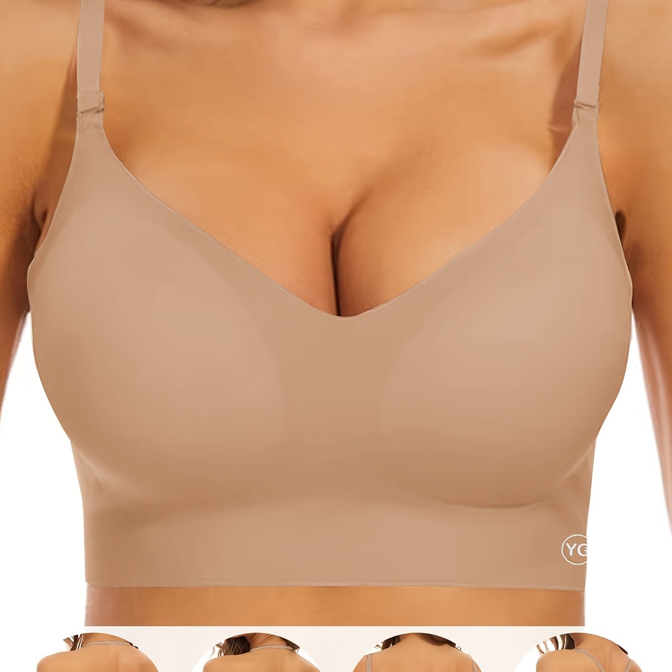 Women's Wireless Sports Bra With Flat Convertible Straps, Seamless Invisible Edge, And Ultra Low-Back Design, Adjustable Fit - Hiccupzz