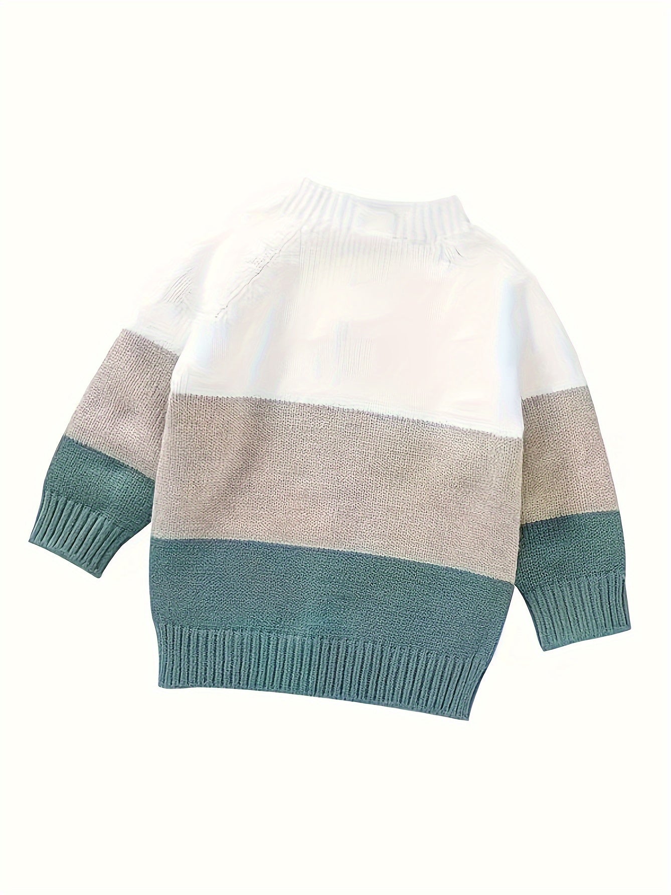 Boys Striped Knit Sweater, Mandarin Collar, Button Detail, Long Sleeve, Fall/Winter Wear - Hiccupzz