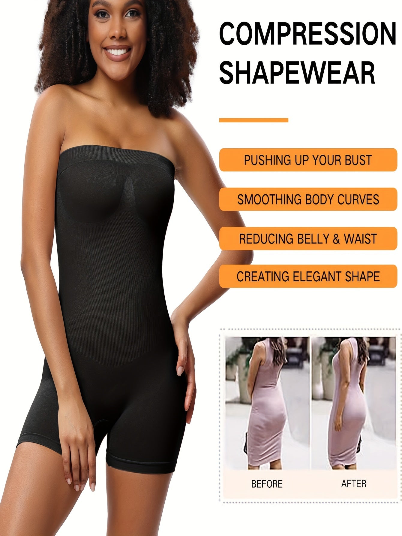 Solid Shapewear Lounge Romper, Tummy Control Butt Lifting Slim Fit Tube Romper, Women's Loungewear - Hiccupzz