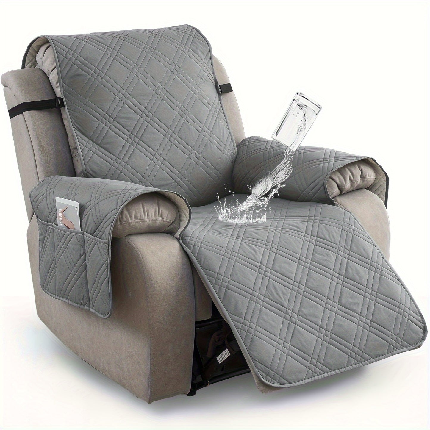1 Pc Waterproof Recliner Chair Cover, Non-Slip, With Pocket, Washable, Furniture Protector for Pets, Easy Install & Care