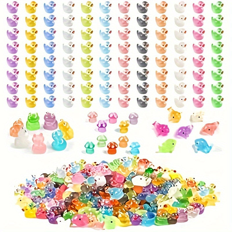 Glow-in-the-Dark Mini Yellow Ducks (5pcs): 3D Resin Garden Decor for DIY Home and Party Decorations - Hiccupzz