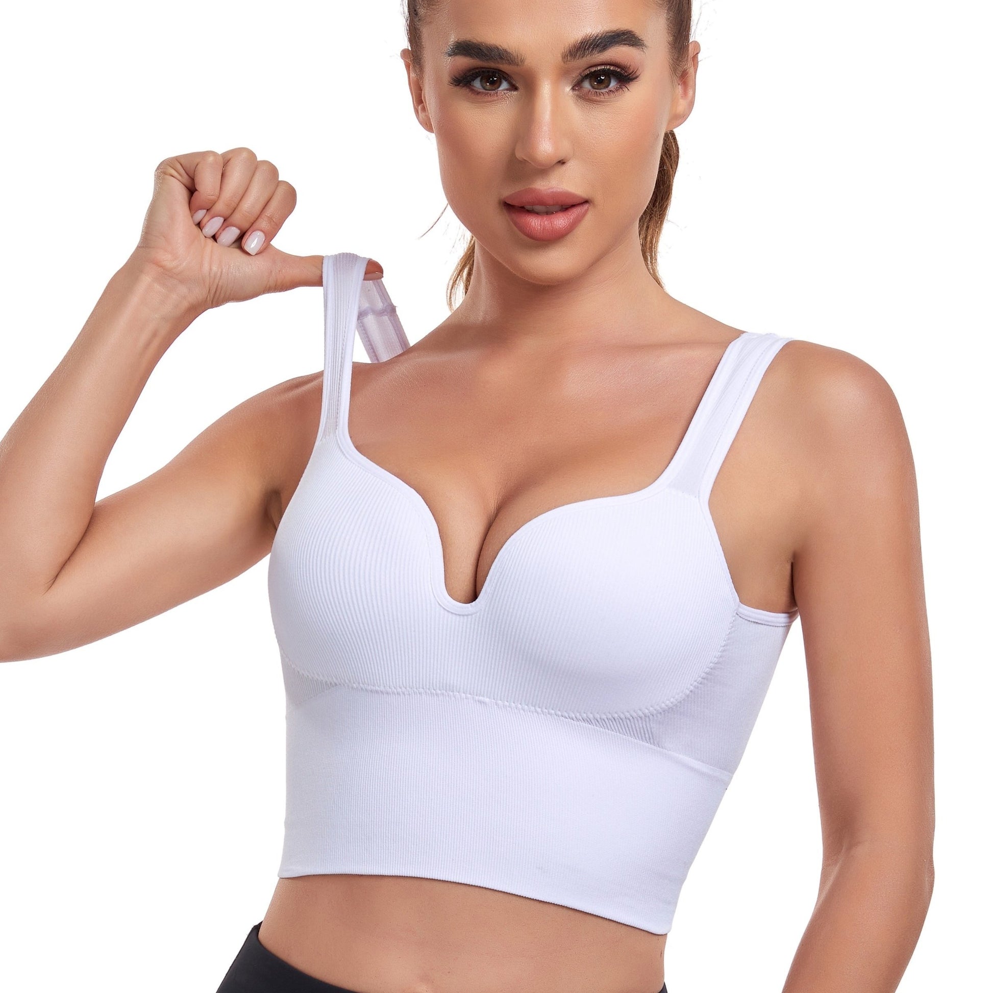 Women's Seamless U-Back Sports Bra, Non-Wired Anti-Sagging Gathered Fixed Pads, Yoga Running Fitness Sports Bra, Shockproof Athletic Wear - Hiccupzz